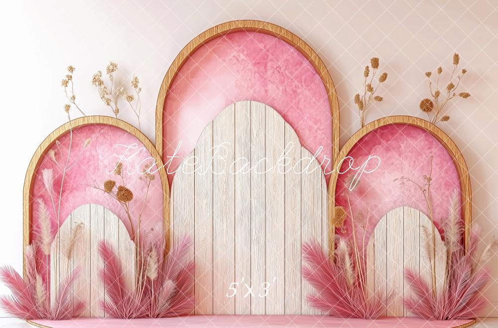 Kate Bohemian Pink Arch Pampass Grass Backdrop Designed by Patty Roberts