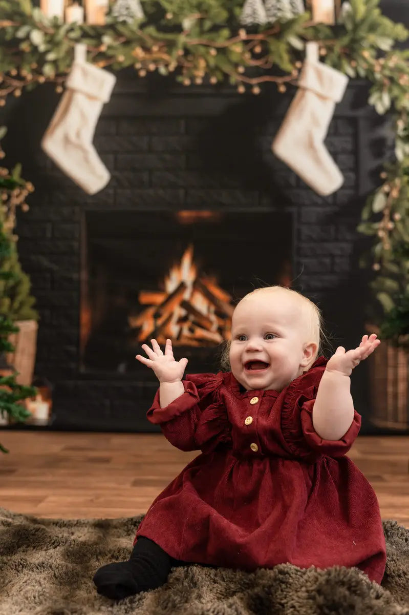 Kate Christmas Tree Fireplace Black Wall Backdrop Designed by Emetselch