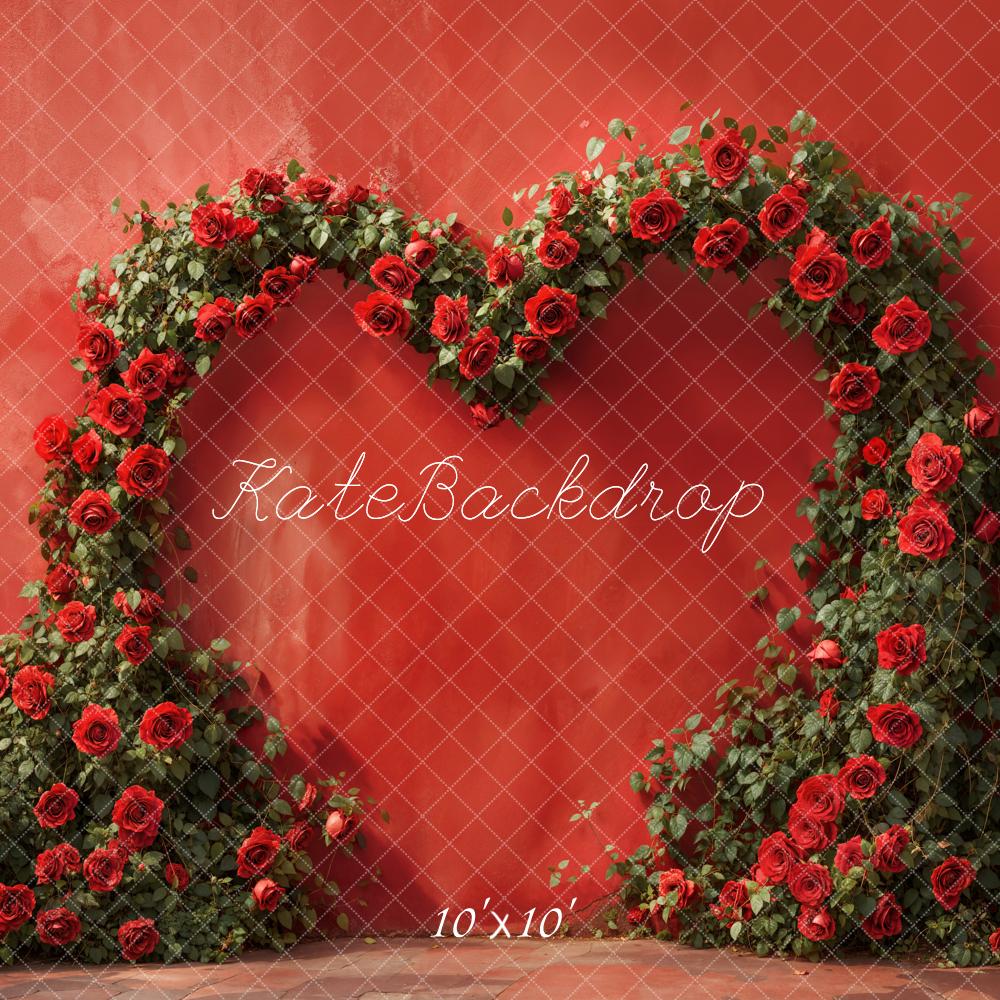 Kate Valentine Red Rose Heart Arch Backdrop Designed by Emetselch