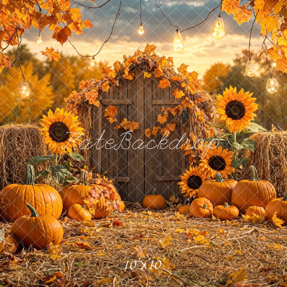 Fondo de granero de calabaza de otoño y girasol diseñado por Emetselch