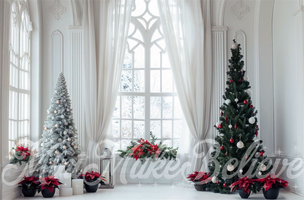 Natale Interior Bianco Fine Art Floreale Sfondo Finestra Ad Arco Progettato da Mini MakeBelieve