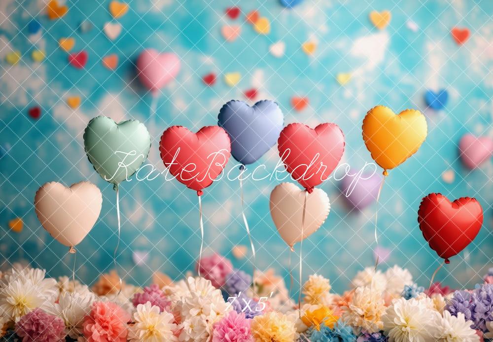 Kate Heart Balloons Floral Colorful Backdrop Designed by Patty Roberts