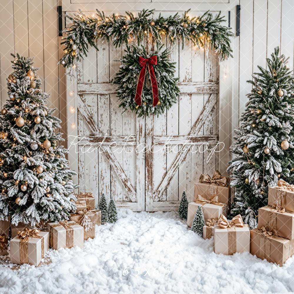 Kate Christmas Tree White Wooden Door Backdrop Designed by Emetselch