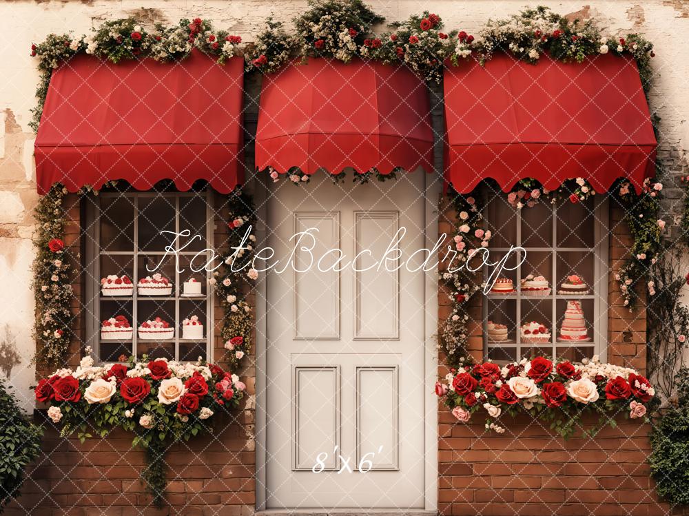 Kate Bakery Shop Red Flowers Door Backdrop Designed by Emetselch