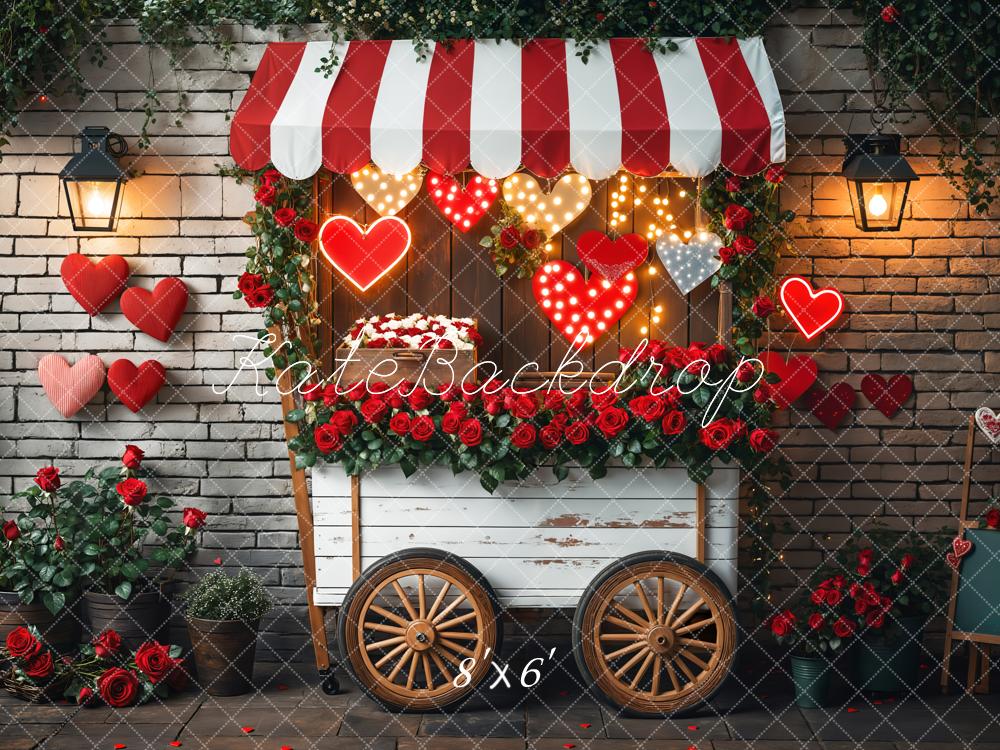 Kate Valentine's Day Romantic Heart Roses Cart Backdrop Designed by Emetselch