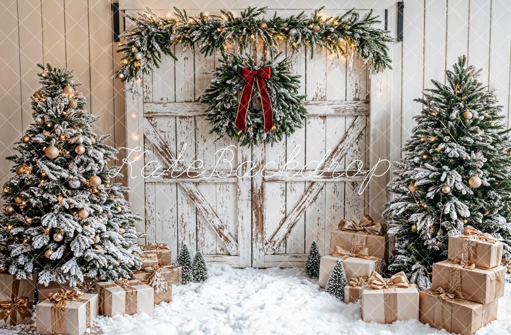 TEST Christmas Tree White Wooden Door Foto Achtergrond Designed by Emetselch