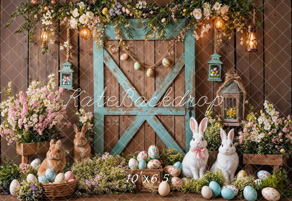 Fondo Floral de Puerta de Granja de Conejo de Pascua diseñado por Emetselch