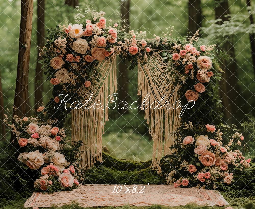 Kate Valentine Bohemian Floral Arch Forest Backdrop Designed by Emetselch