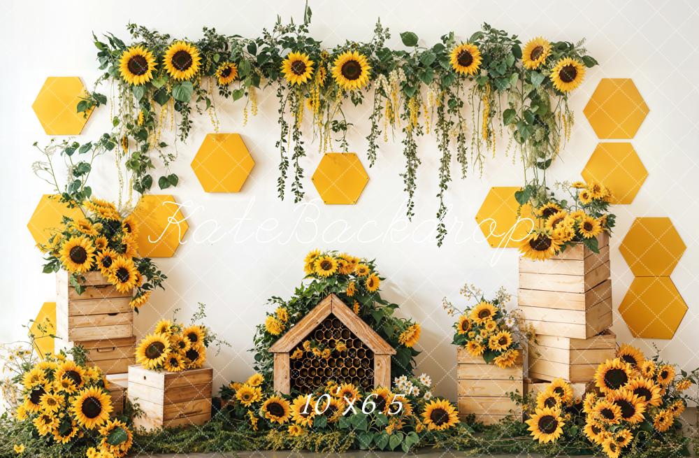 Kate Spring Sunflower Garden Honeycomb Backdrop Designed by Emetselch