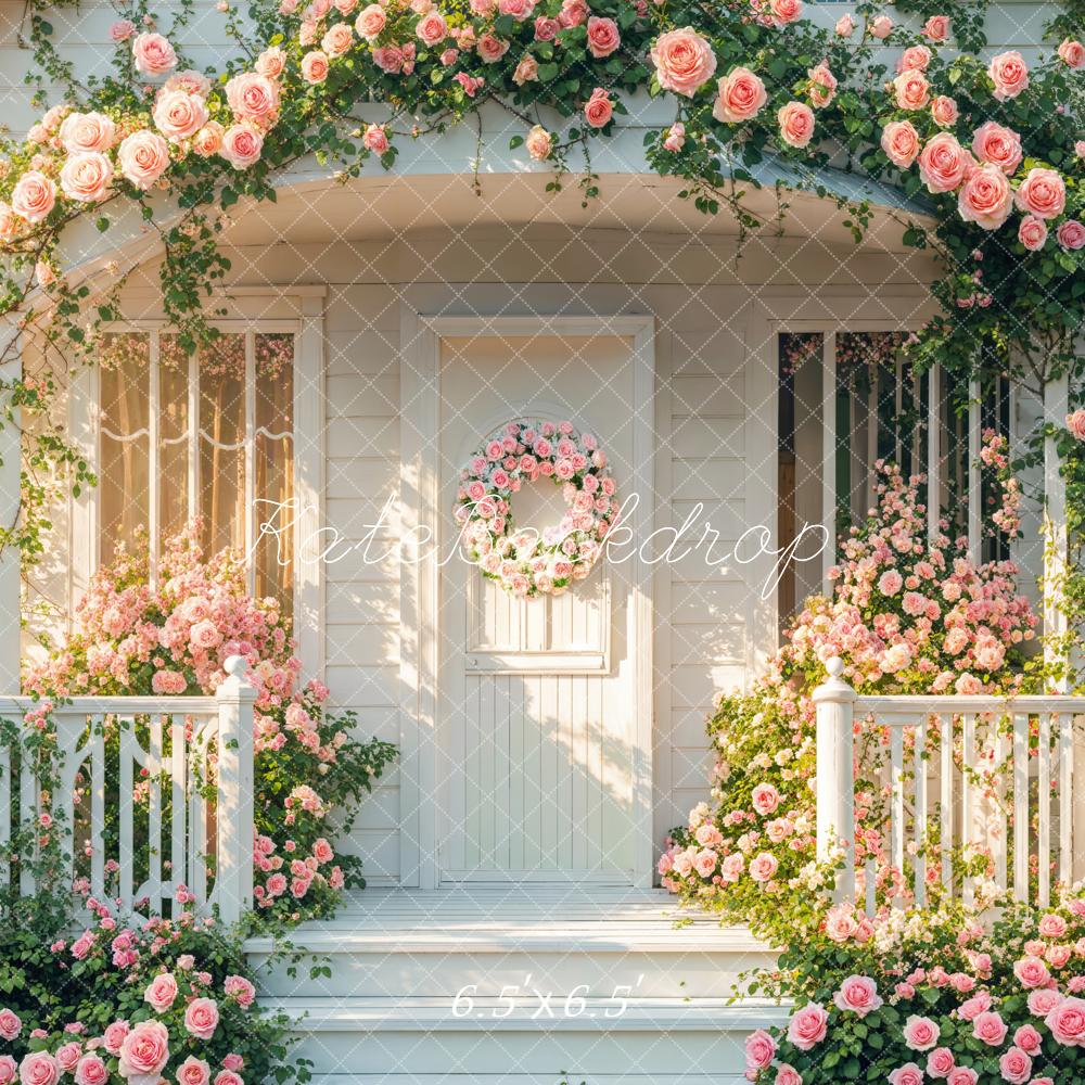 Kate Spring Flower Arch Pink Roses Doorway Backdrop Designed by Emetselch