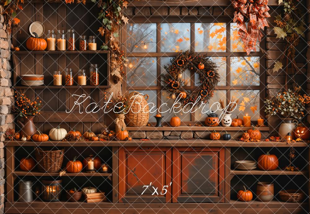 Fondo de cocina naranja de calabaza de Halloween Otoño Diseñado por Emetselch