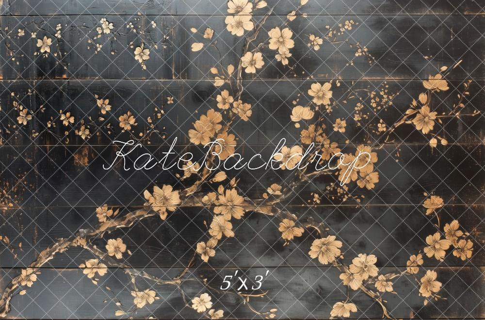 Kate Vintage Floral Dark Wall Floor Backdrop Designed by Mini MakeBelieve