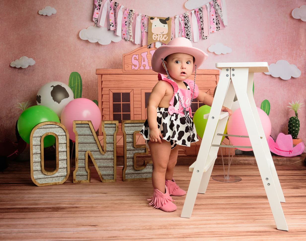 Accesorios de Fotografía de Escalera Blanca de Madera