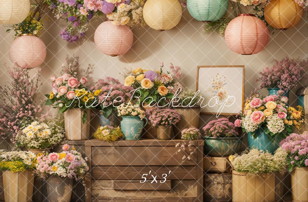 Spring Floral Lanterns Vintage Foto Achtergrond Designed by Emetselch