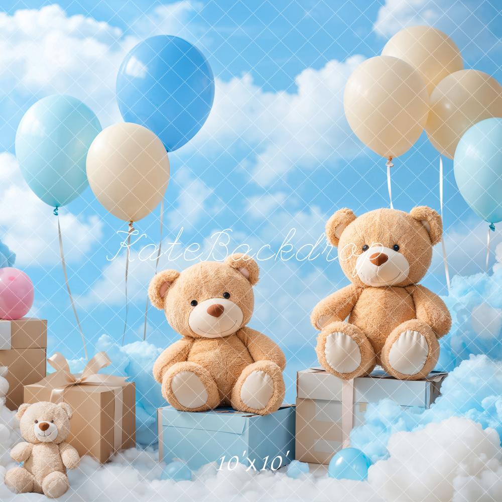 Blauwe Lucht Met Teddybeer En Ballonnen Foto Achtergrond Designed by Emetselch