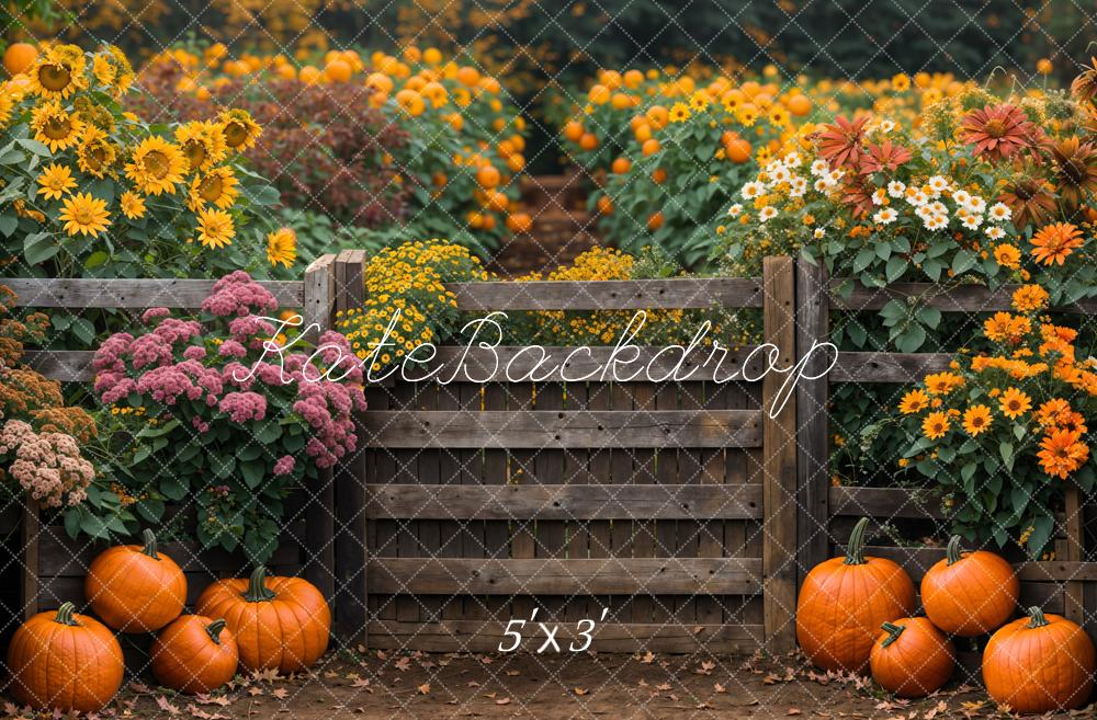 Fall Field Sunflower Wooden Fence Foto Achtergrond Designed by Emetselch