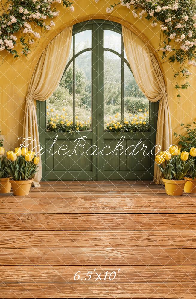 Kate Spring Floral Arch Door Yellow Backdrop Designed by Emetselch