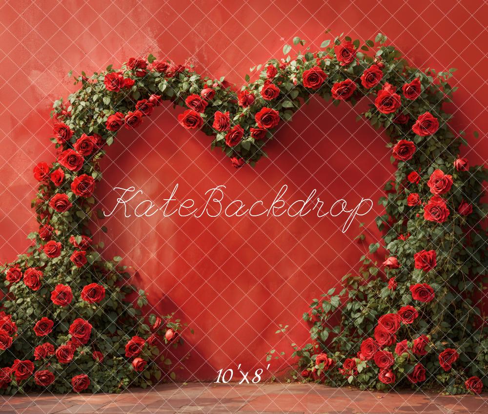 Kate Valentine Red Rose Heart Arch Backdrop Designed by Emetselch