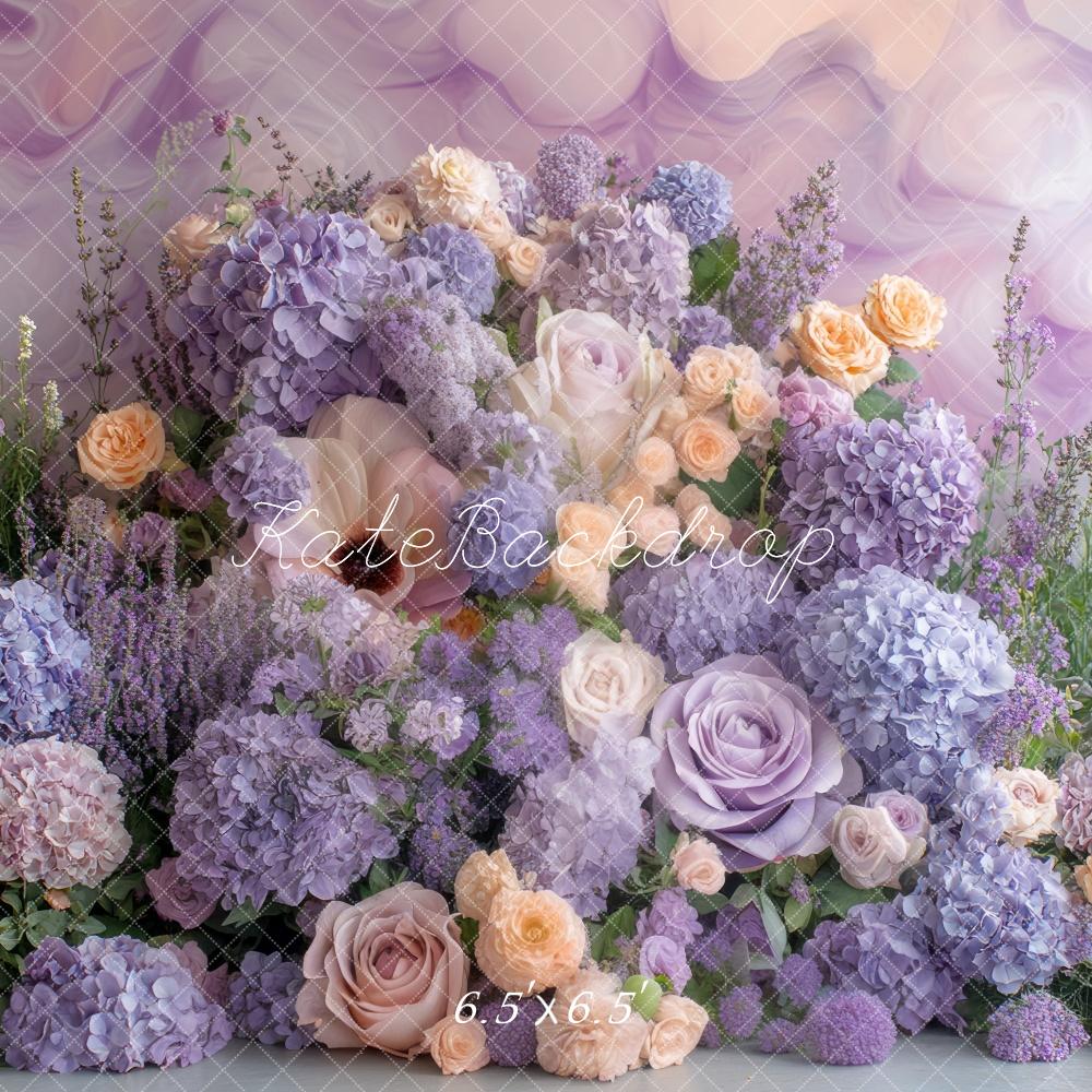 Kate Spring Floral Pastel Purple Backdrop Designed by Mini MakeBelieve