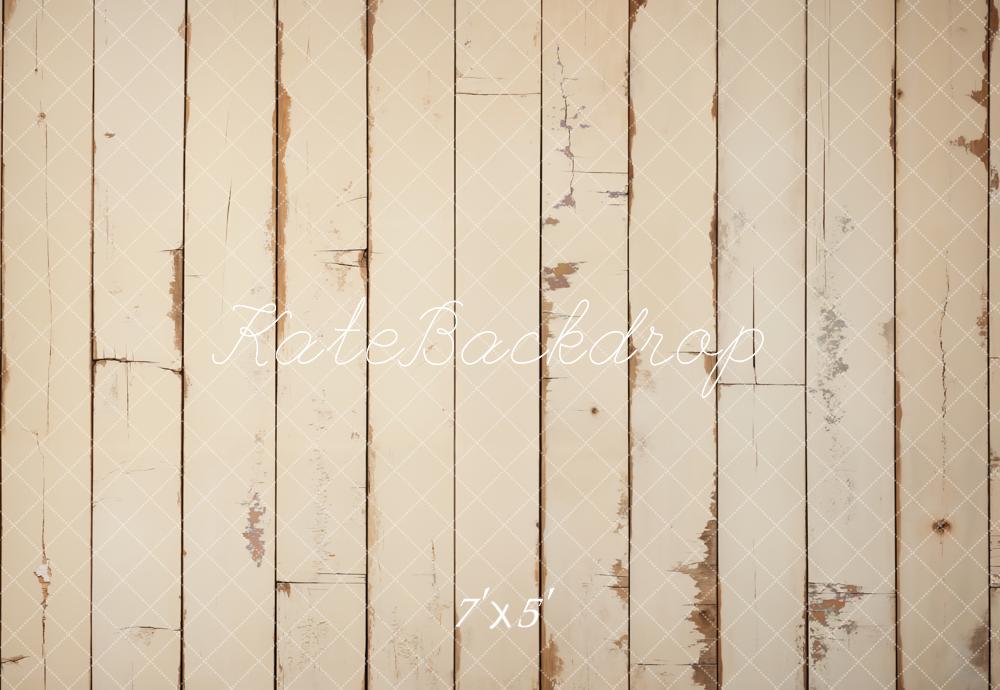 Cream Shabby Wooden Grain Floor Foto Achtergrond Designed by Kate Image