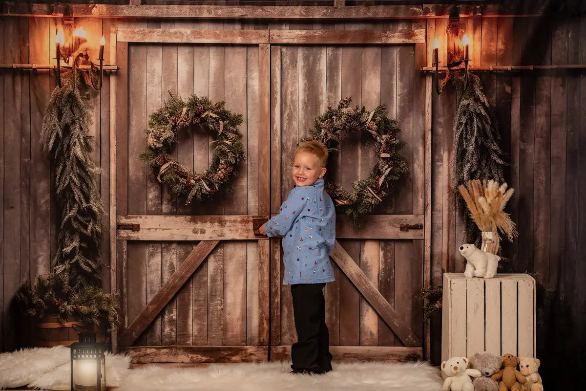 Kate Christmas Old Barn Door Backdrop for Photography