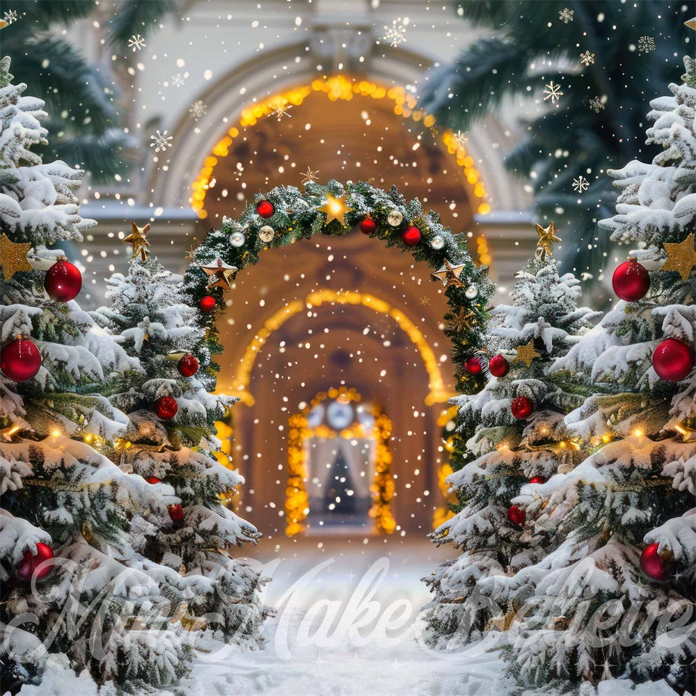 Kate Christmas Outdoor Arched Hallway Backdrop Designed by Mini MakeBelieve