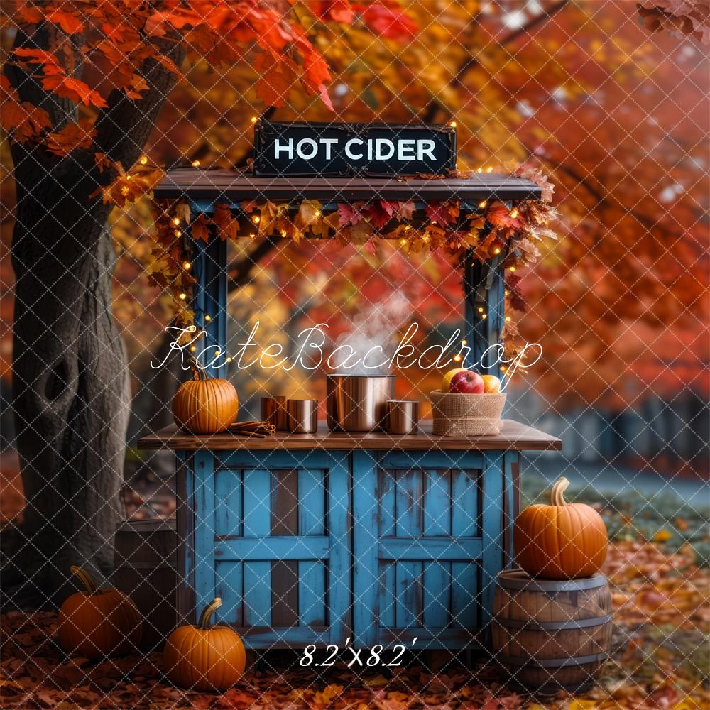 Fall Hot Cider Stand Maple Foto Achtergrond Designed by Mini MakeBelieve