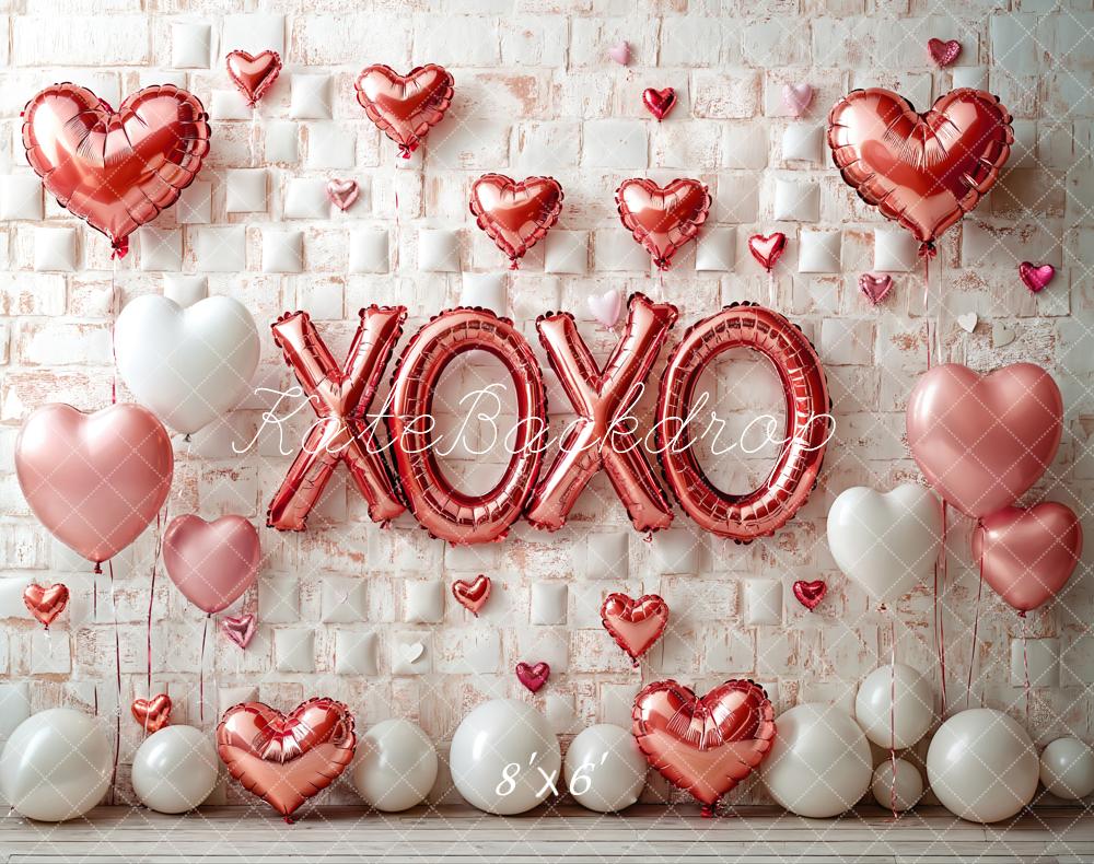 Kate Valentine's Day Pink Heart Balloon Backdrop Designed by Emetselch