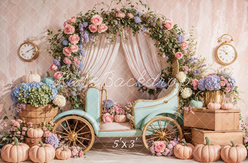 Kate Spring Floral Arch Carriage Backdrop Designed by Emetselch