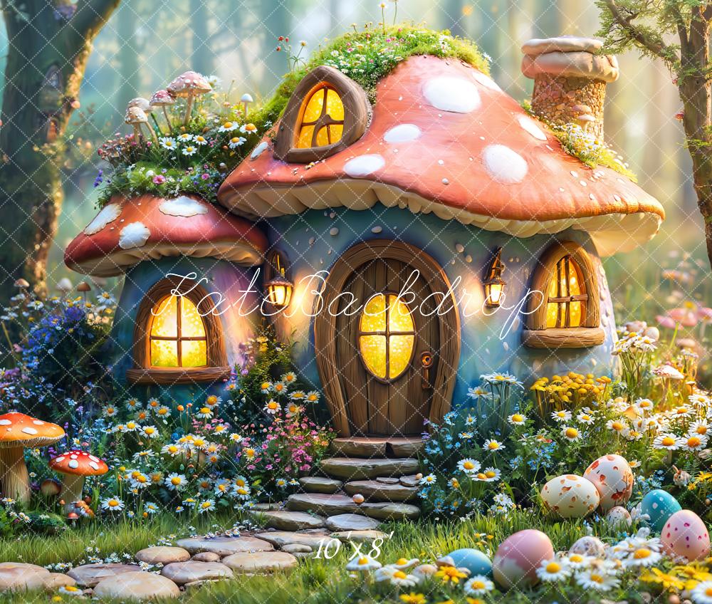 Kate Easter Fairy Mushroom House Forest Backdrop Designed by Emetselch