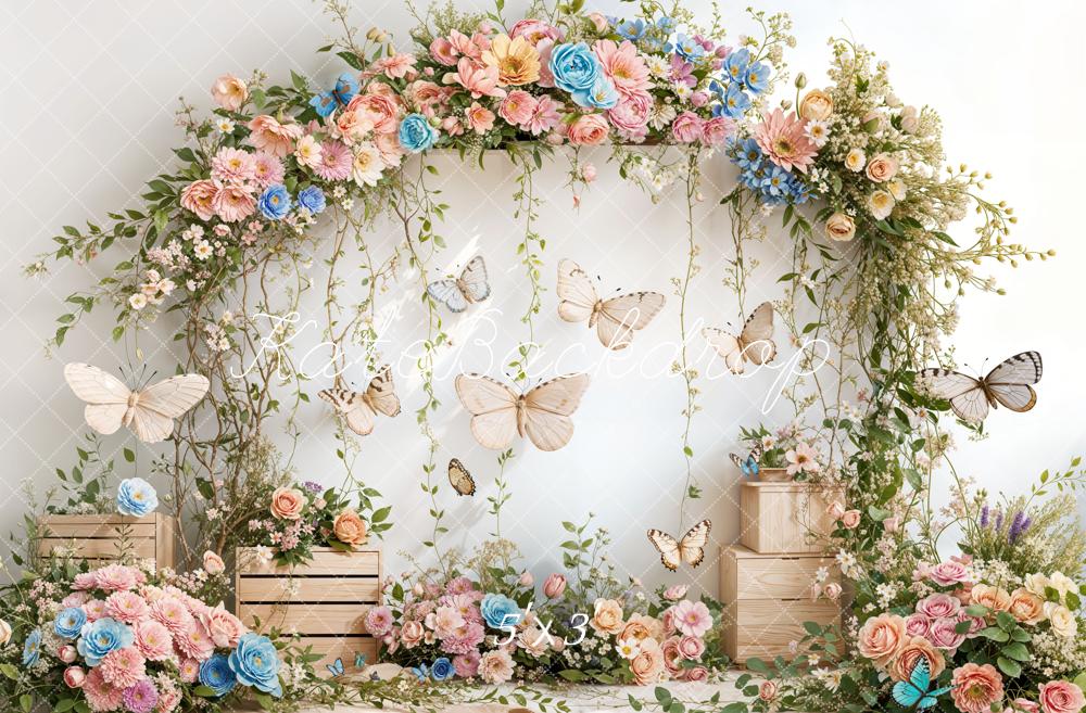 Kate Spring Flower Arch Butterfly Backdrop Designed by Emetselch