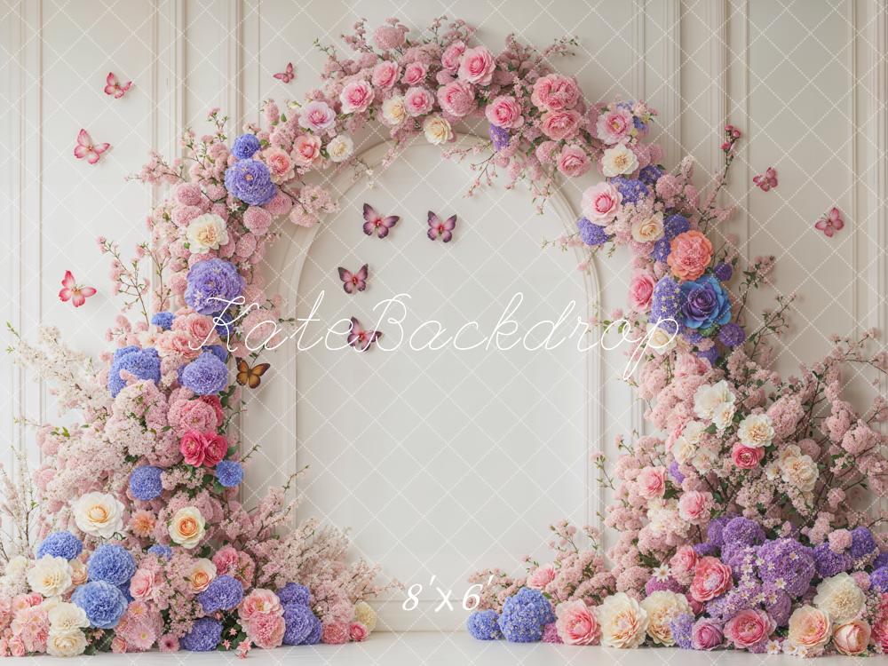 Kate Spring Flower Arch Butterfly White Backdrop Designed by Emetselch