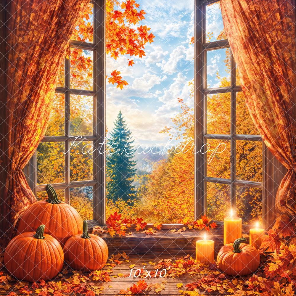 Kate Fall Pumpkins Window Backdrop Designed by Emetselch