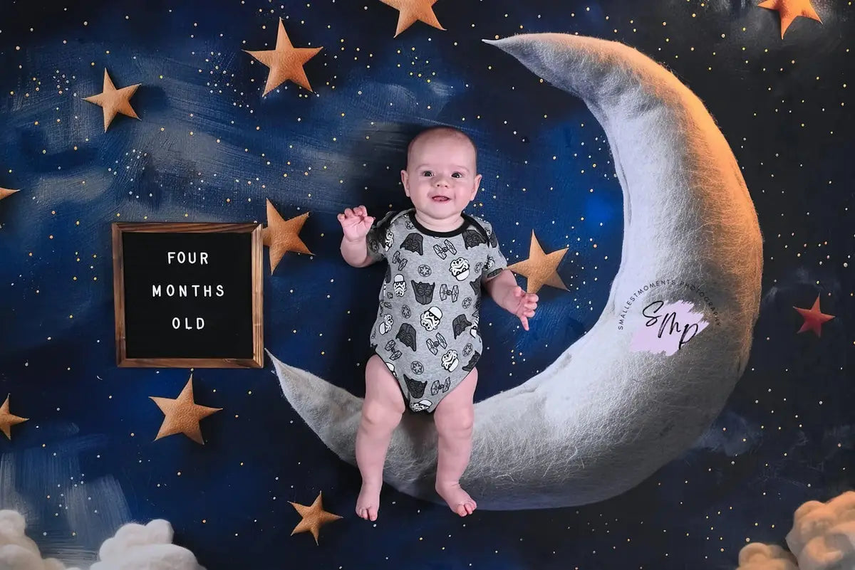 Kate Fantasy Cartoon White Cloud Starry Moon Backdrop Designed by Patty Robert