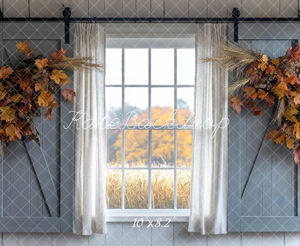 Fondo de Ventana de Granero de Otoño Diseñado por Mini MakeBelieve