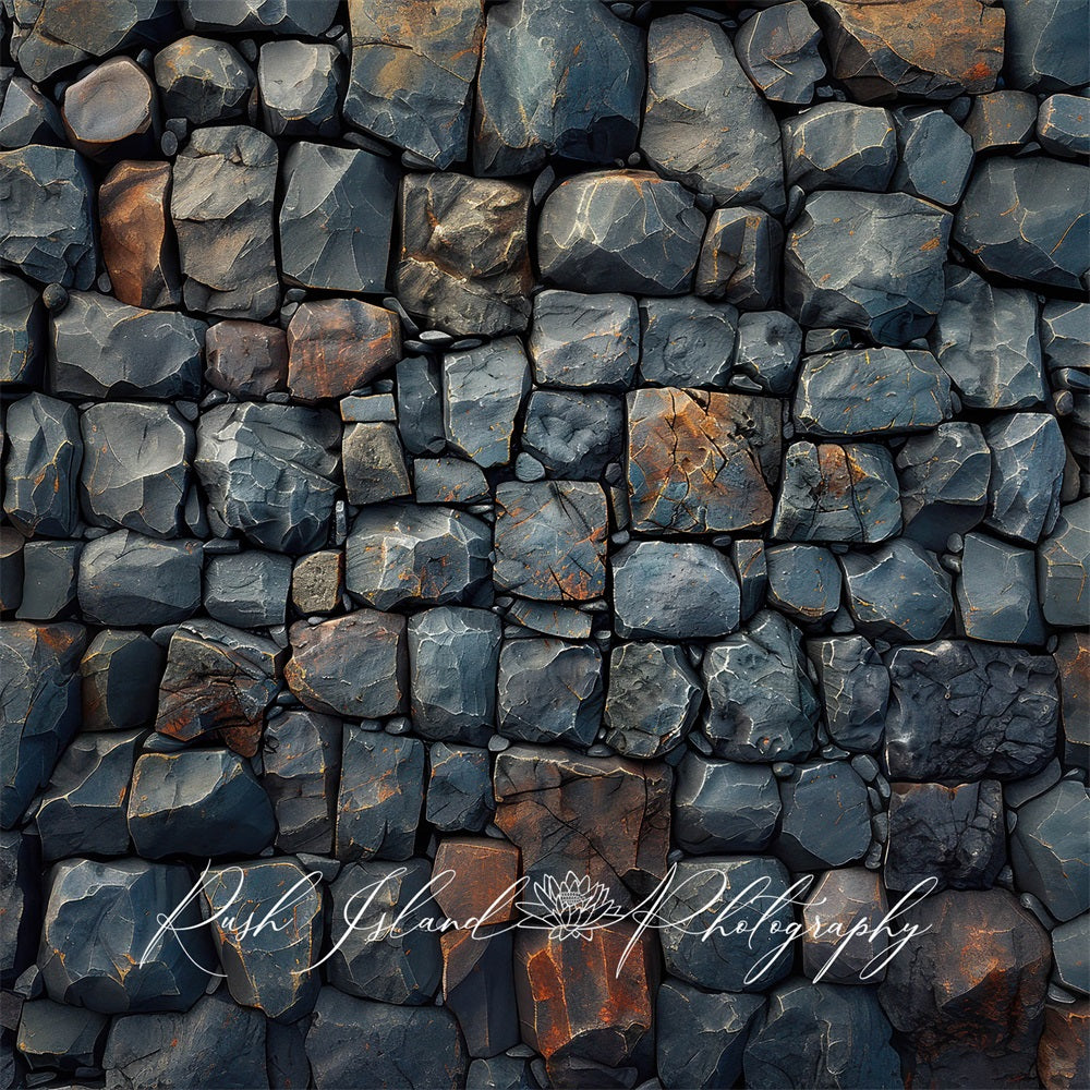 Grey Cobblestone Wall Foto Achtergrond Designed by Laura Bybee