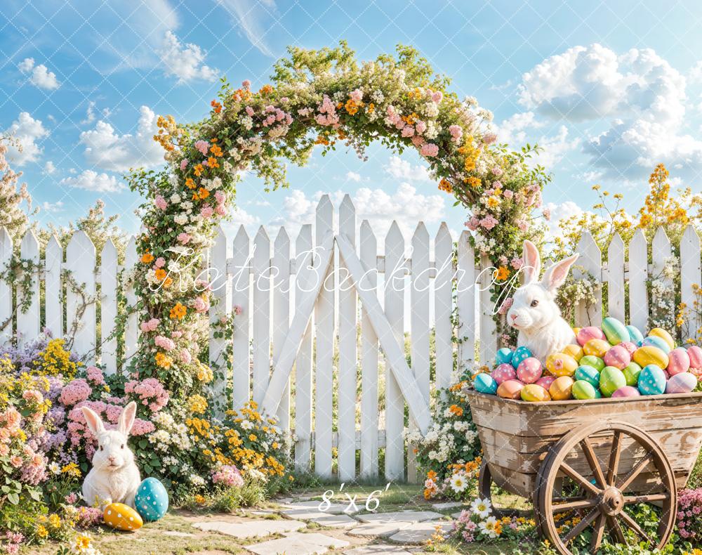 Kate Easter Bunny Flower Arch Fence Backdrop Designed by Emetselch