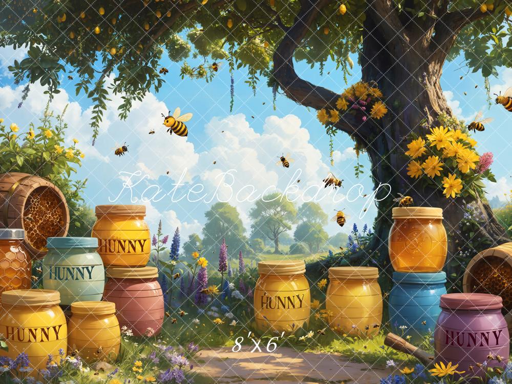 Kate Cartoon Tree Honey Hunny Bee Backdrop Designed by Emetselch