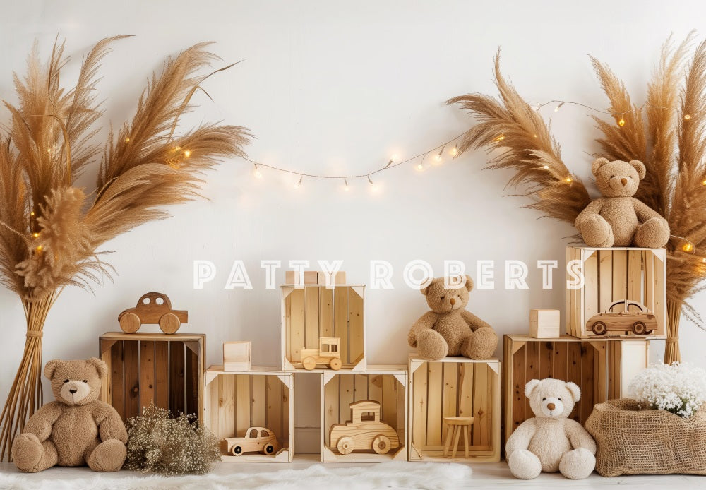 Kate Boho Teddy Bear Wooden Car Backdrop Designed by Patty Robert