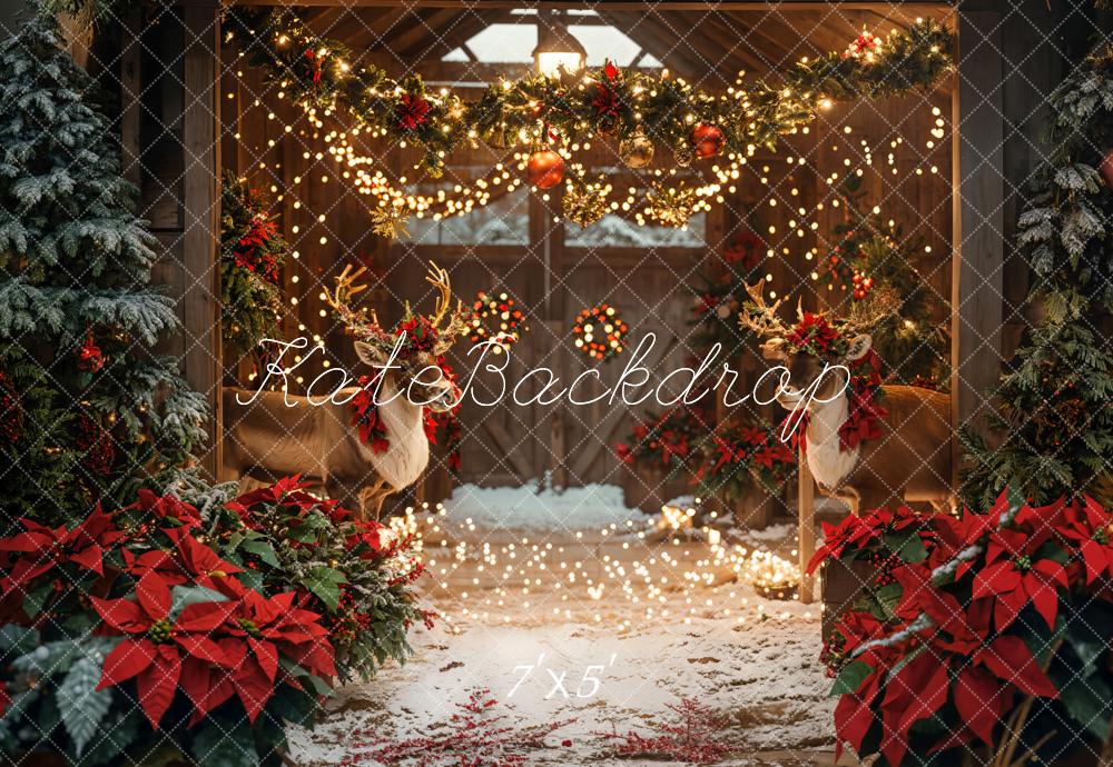 Kate Christmas Barn Elk Led lights Strip Backdrop Designed by Emetselch