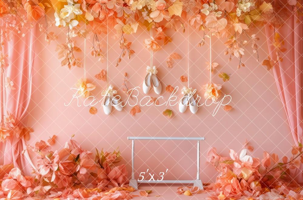 Ballet Floral Pink Wall Foto Achtergrond Designed by Patty Roberts