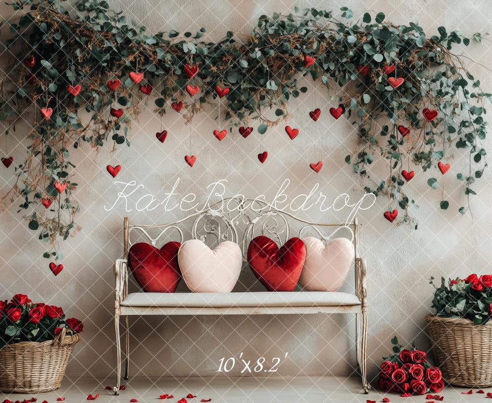 Kate Valentine's Heart Floral Bench Backdrop Designed by Patty Roberts