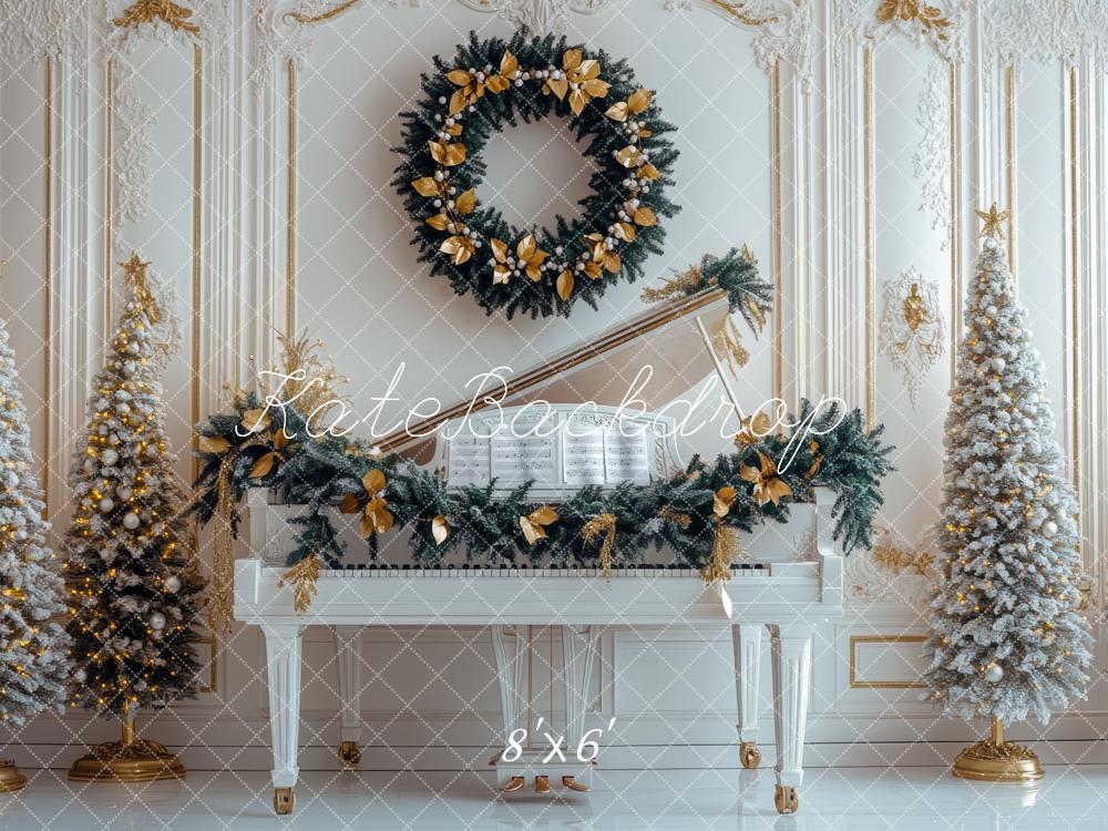 Kerst Piano Krans Boom Foto Achtergrond Designed by Mini MakeBelieve