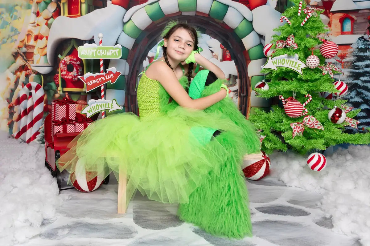 Kate Christmas Amazing Candy World Street Backdrop for Photography