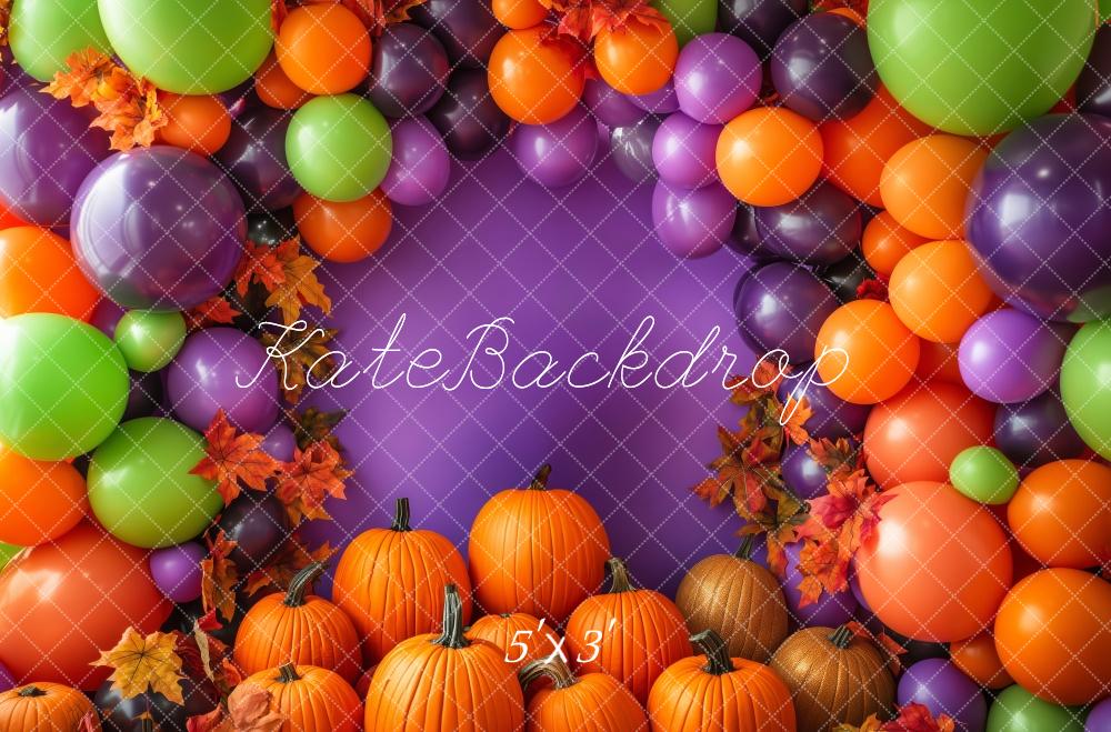 Kate Halloween Cake Smash Balloon Pumpkins Backdrop Designed by Patty Roberts