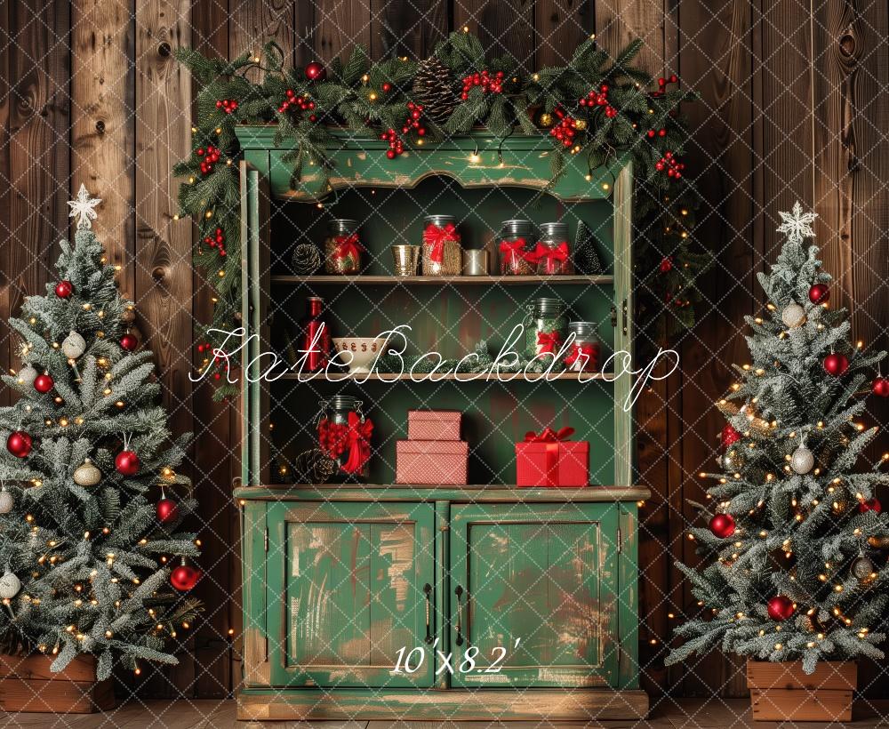 Kate Christmas Trees Green Cabinet Backdrop Designed by Patty Roberts