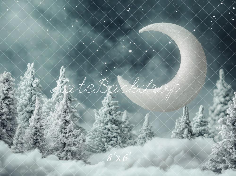 Kate Dreamy Winter Moon Snowy Forest Backdrop Designed by Patty Roberts