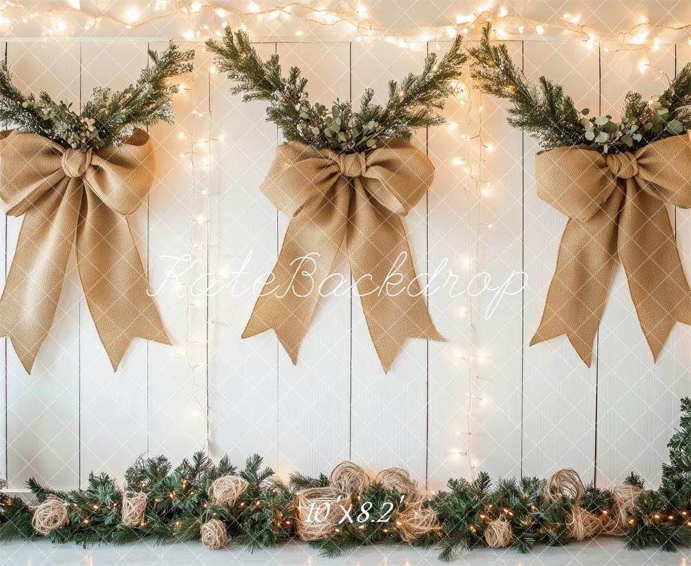 Kate Christmas Golden Burlap Bows Backdrop Designed by Patty Roberts