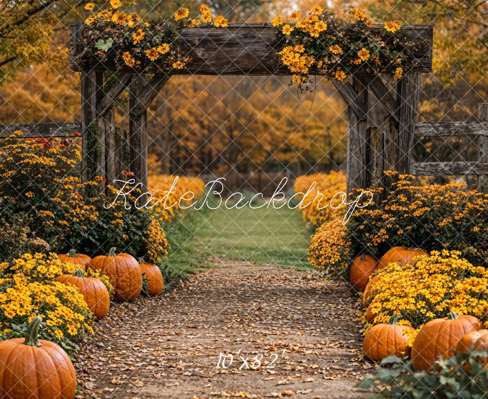 Arco di Fiori di Zucca Autunnale Sfondo Designed by Emetselch