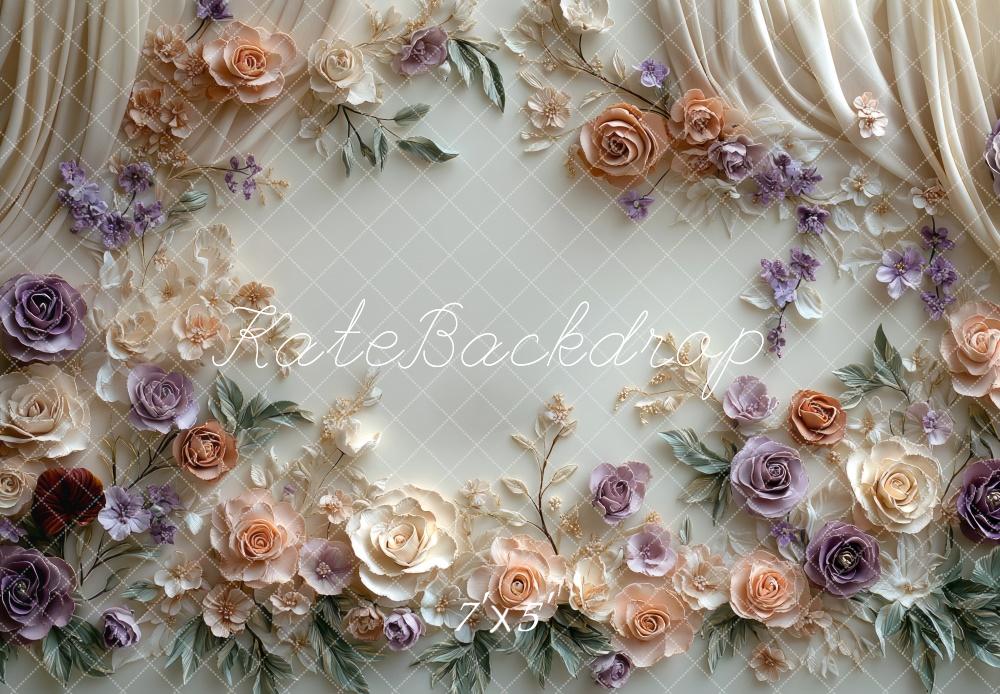 Kate Spring Floral Pastel Curtain Wall Backdrop Designed by Mini MakeBelieve